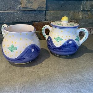 Hand Crafted in Italy Mesa International Elkins N.H. 1990 Creamer and Sugar